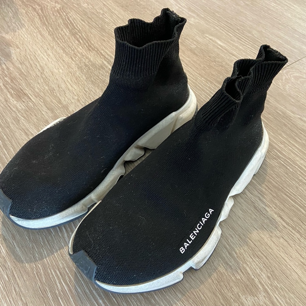 BALENCIAGA authentic Speed LT logo-print stretch-knit high-top sneakers